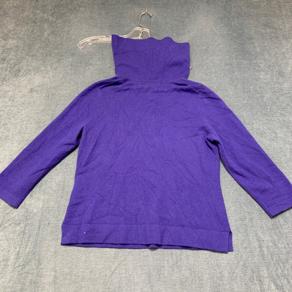Jones New York Sweater Womens Petite Large Purple Tight Knit Mock Neck Pullover - Picture 12 of 16